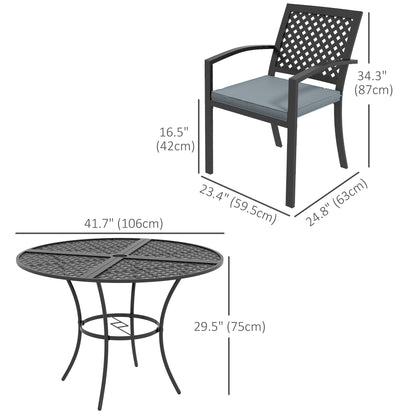 Stackable Cushioned Armchairs 5-Piece Outdoor Dining Set with Umbrella Hole, Grey Bistro Sets   at Gallery Canada