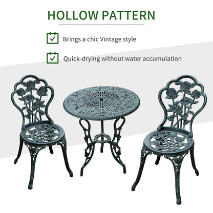 3 Pieces Patio Bistro Table and Chairs Antique Green Bistro Sets   at Gallery Canada