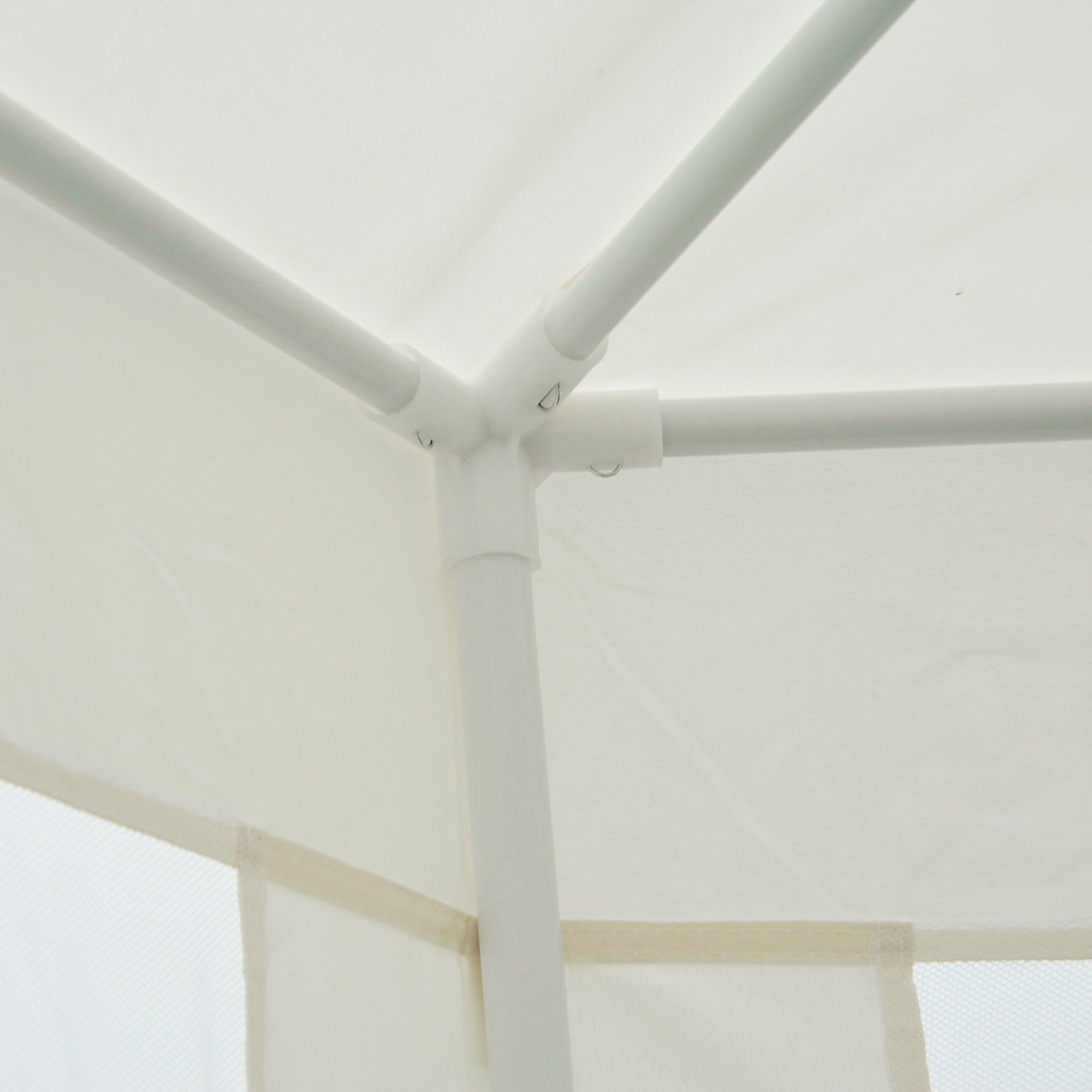 Φ13' Hexagon Party Tent Patio Gazebo Outdoor Activity Event Canopy Quick Sun Shelter Pavilion with Netting Mesh Sidewall Cream White Canopy Tents   at Gallery Canada