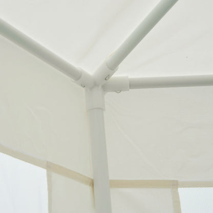 Φ13' Hexagon Party Tent Patio Gazebo Outdoor Activity Event Canopy Quick Sun Shelter Pavilion with Netting Mesh Sidewall Cream White Canopy Tents   at Gallery Canada