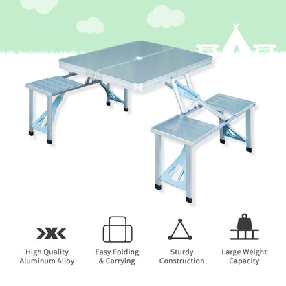 Picnic Table Junior Folding Camping Table Set Portable Camping Garden BBQ Party, Silver Picnic Tables & Camping Chairs   at Gallery Canada