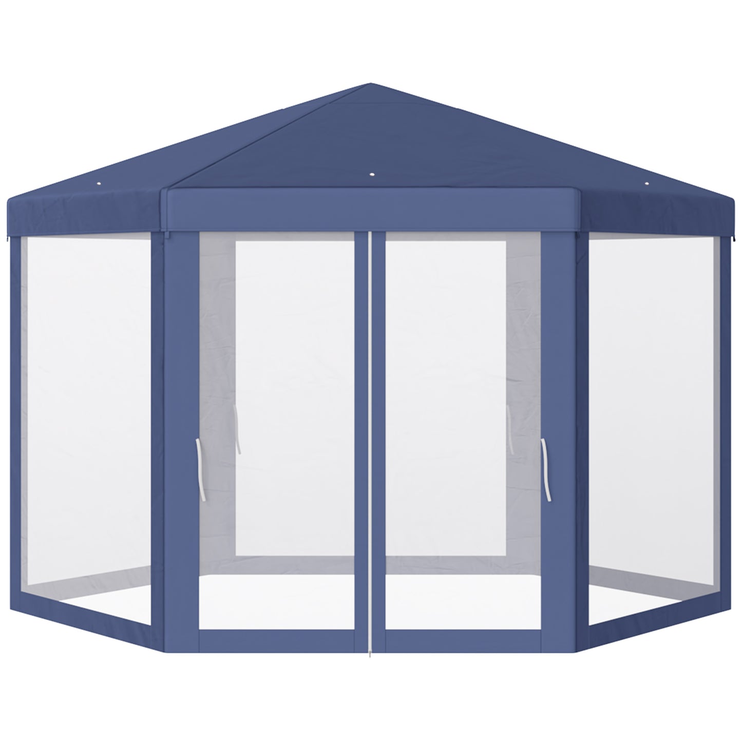 Φ13' Hexagon Party Tent Patio Gazebo Outdoor Activity Event Canopy Quick Sun Shelter Pavilion with Netting Mesh Sidewall Blue Canopy Tents Blue  at Gallery Canada