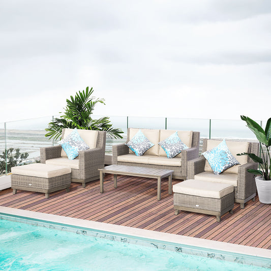 Luxury 6-Piece Patio Sofa Set, Aluminum Frame, Wicker Rattan, Beige Patio Furniture Sets Multi Colour  at Gallery Canada