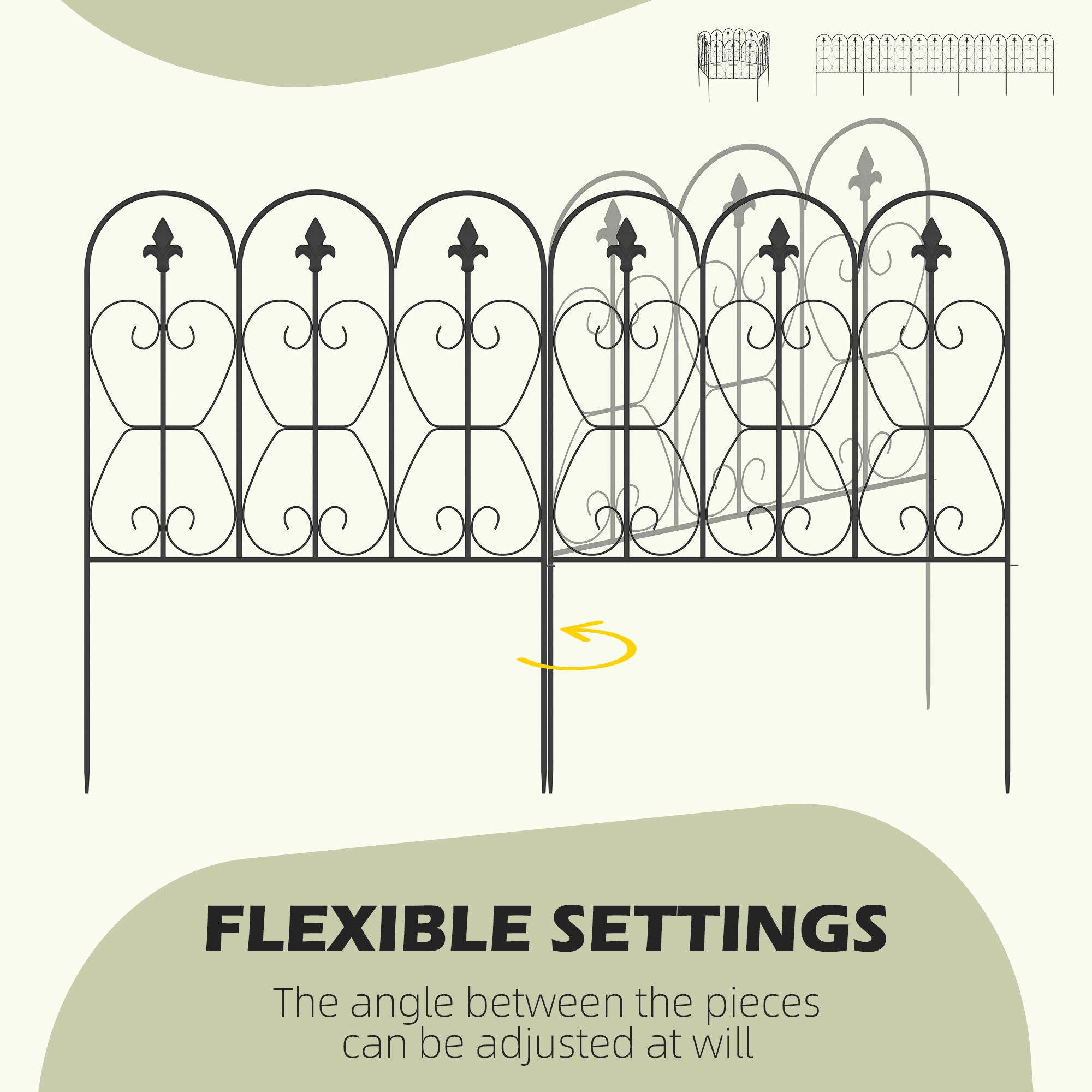 5PCs Outdoor Garden Fence Panels, Metal Wire Landscape Flower Bed Border Edging Animal Barrier, 33