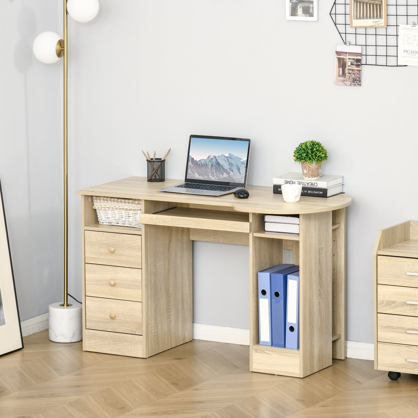 Computer Desk with Storage, Home Office Laptop Table with Shelves and Drawers, Modern Workstation Desk with Keyboard Tray Computer Desks   at Gallery Canada