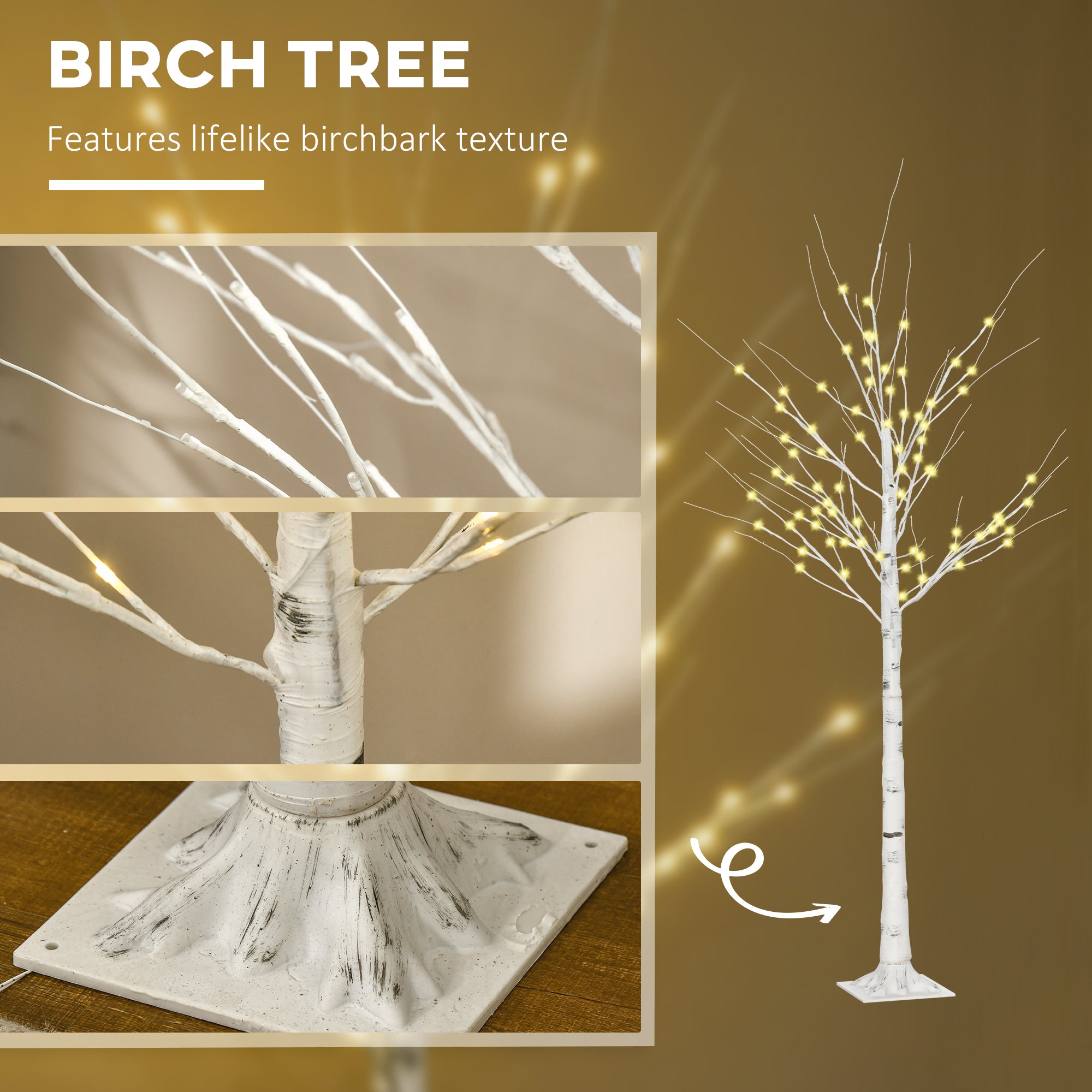 6 ft Artificial Birch Tree Light with Pre-Lit LED Light for Home Party, Indoor and Covered Outdoor Use Artificial Tree Light   at Gallery Canada