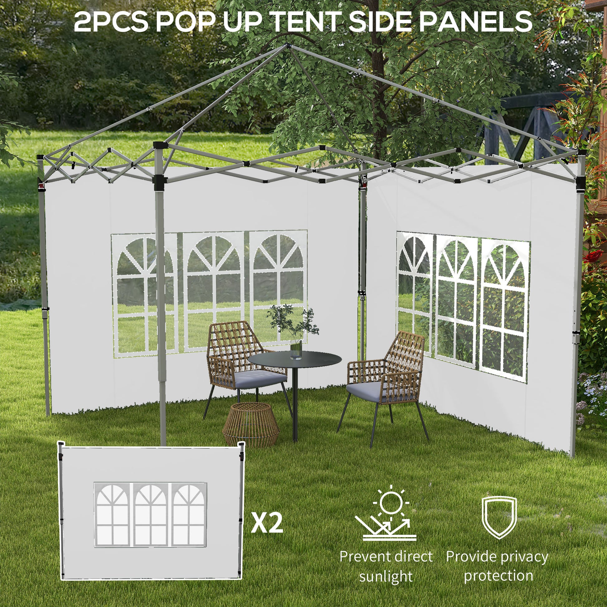 Side Panels, Sidewalls Replacement with Window for 9.8' x 9.8' or 9.8' x 13.1' Pop Up Canopy, 2 Pack, White Gazebo Canopy Replacement   at Gallery Canada