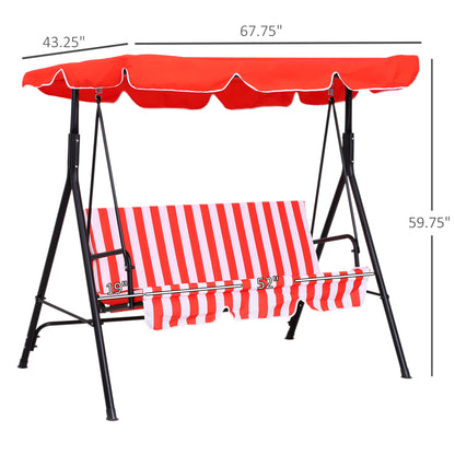 3-Seat Outdoor Swing Glider with Adjustable Canopy and Removable Cushion, Red Patio Swings with Stand   at Gallery Canada