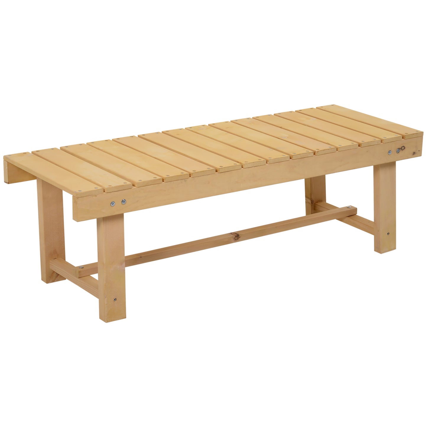 43.25" Outdoor Wood Garden Bench Backless Patio Fir Wood Loveseat Backyard Park Double Seat 2 Person Armless Chair Deck Furniture, Natural Outdoor Benches Natural  at Gallery Canada