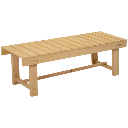 43.25" Outdoor Wood Garden Bench Backless Patio Fir Wood Loveseat Backyard Park Double Seat 2 Person Armless Chair Deck Furniture, Natural - Gallery Canada