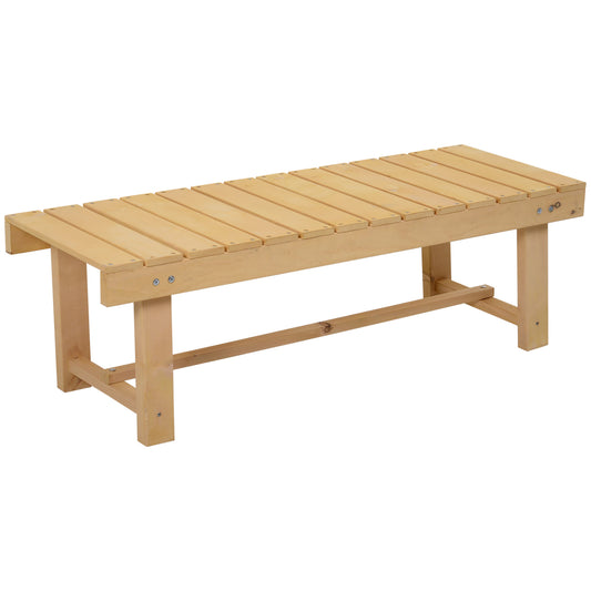 43.25" Outdoor Wood Garden Bench Backless Patio Fir Wood Loveseat Backyard Park Double Seat 2 Person Armless Chair Deck Furniture, Natural Outdoor Benches Natural  at Gallery Canada