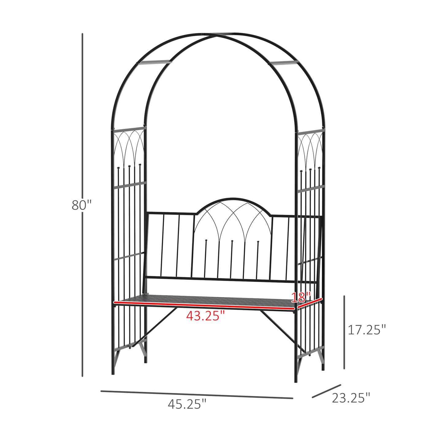 43" Garden Arbor Bench Trellis for Vines Climbing Plant Outdoor Decor Arch- Black - Gallery Canada