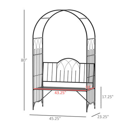 43" Garden Arbor Bench Trellis for Vines Climbing Plant Outdoor Decor Arch- Black Outdoor Benches   at Gallery Canada