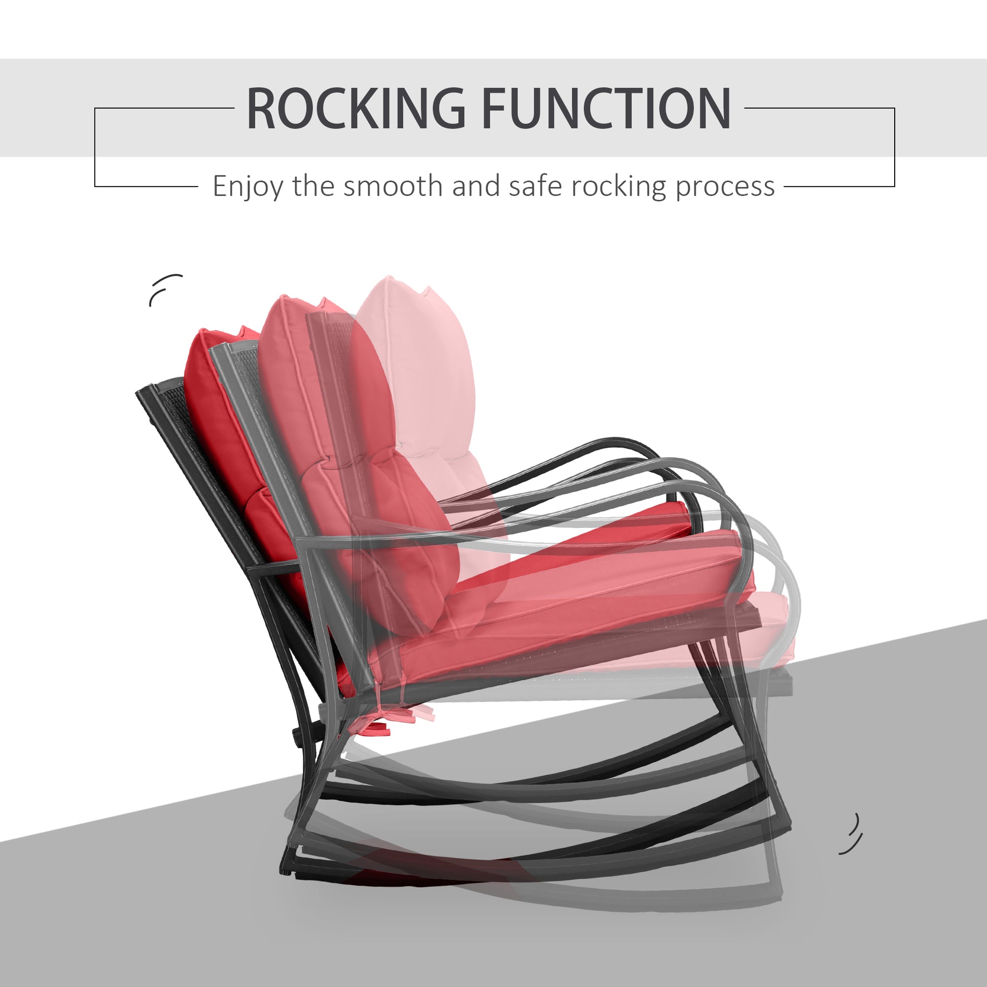 3-Piece Patio Wicker Rocking Chair Set with Cushions and Table, Red Outdoor Rocking Chairs   at Gallery Canada