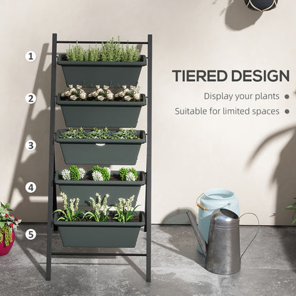 5-Tier Vertical Raised Garden Planter with 5 Container Boxes, Outdoor Plant Stand for Vegetable Flowers, Grey Plant Stands   at Gallery Canada