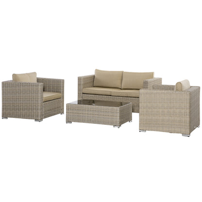 Extra Wide 4-Piece Patio Wicker Sofa Set, All-Weather PE Rattan, Beige Patio Furniture Sets   at Gallery Canada