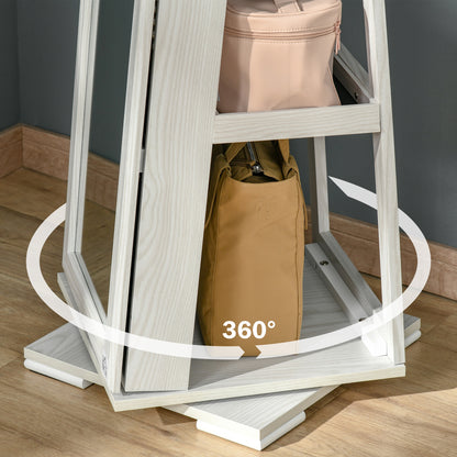 360° Swivel Jewelry Cabinet, Mirror Armoire, Full Length Mirror, Lockable Jewelry Organizer with Built-In Small Mirror, White Jewelry Armoire & Jewellery Mirror Cabinets   at Gallery Canada