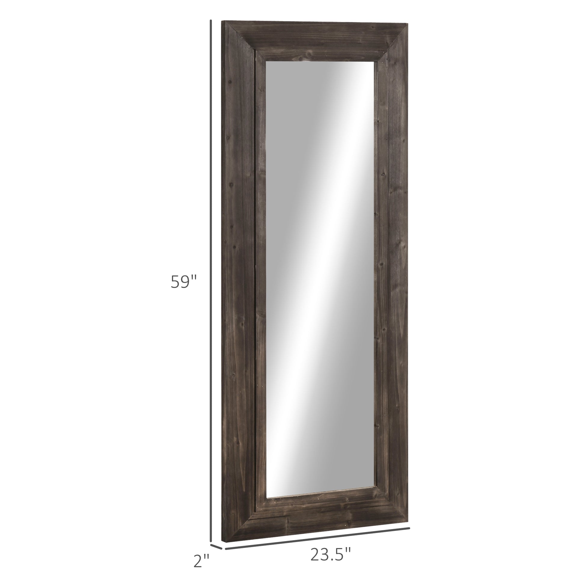 59" x 23.5" Farmhouse Full Length Mirror, Wall Mount and Leaner Floor Mirror, Vertical and Horizontal for Bedroom, Dark Brown Wall Mirrors   at Gallery Canada