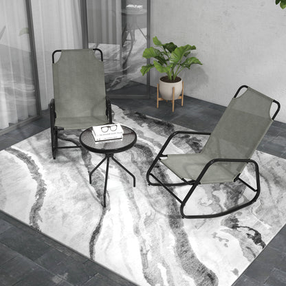 Patio Rocking Chairs Set of 2, 3 Pieces Patio Bistro Set with Metal Frmae, Breathable Mesh Fabric Seat for Garden, Deck, Grey Outdoor Rocking Chairs   at Gallery Canada