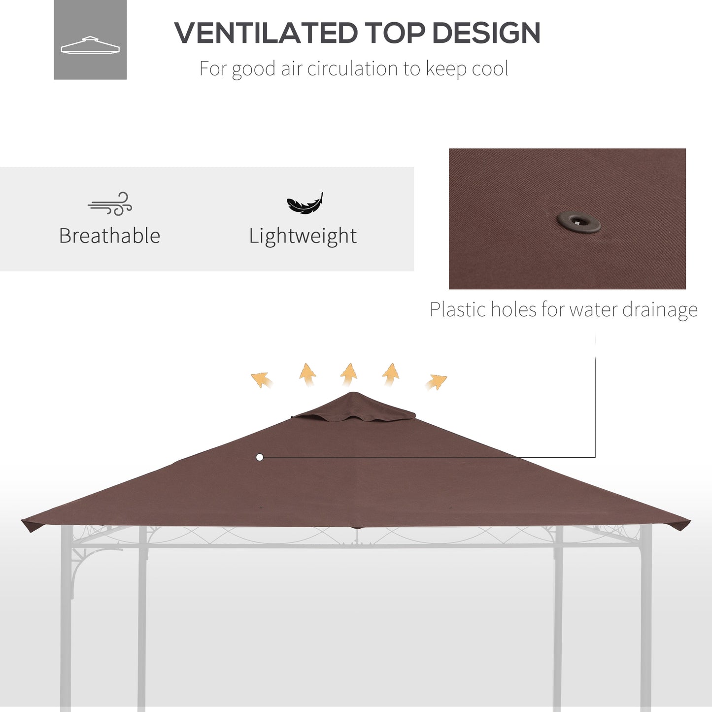 9.8' x 9.7' Square Gazebo Canopy Replacement UV Protected Top Cover Sun Shade Coffee Gazebo Canopy Replacement   at Gallery Canada