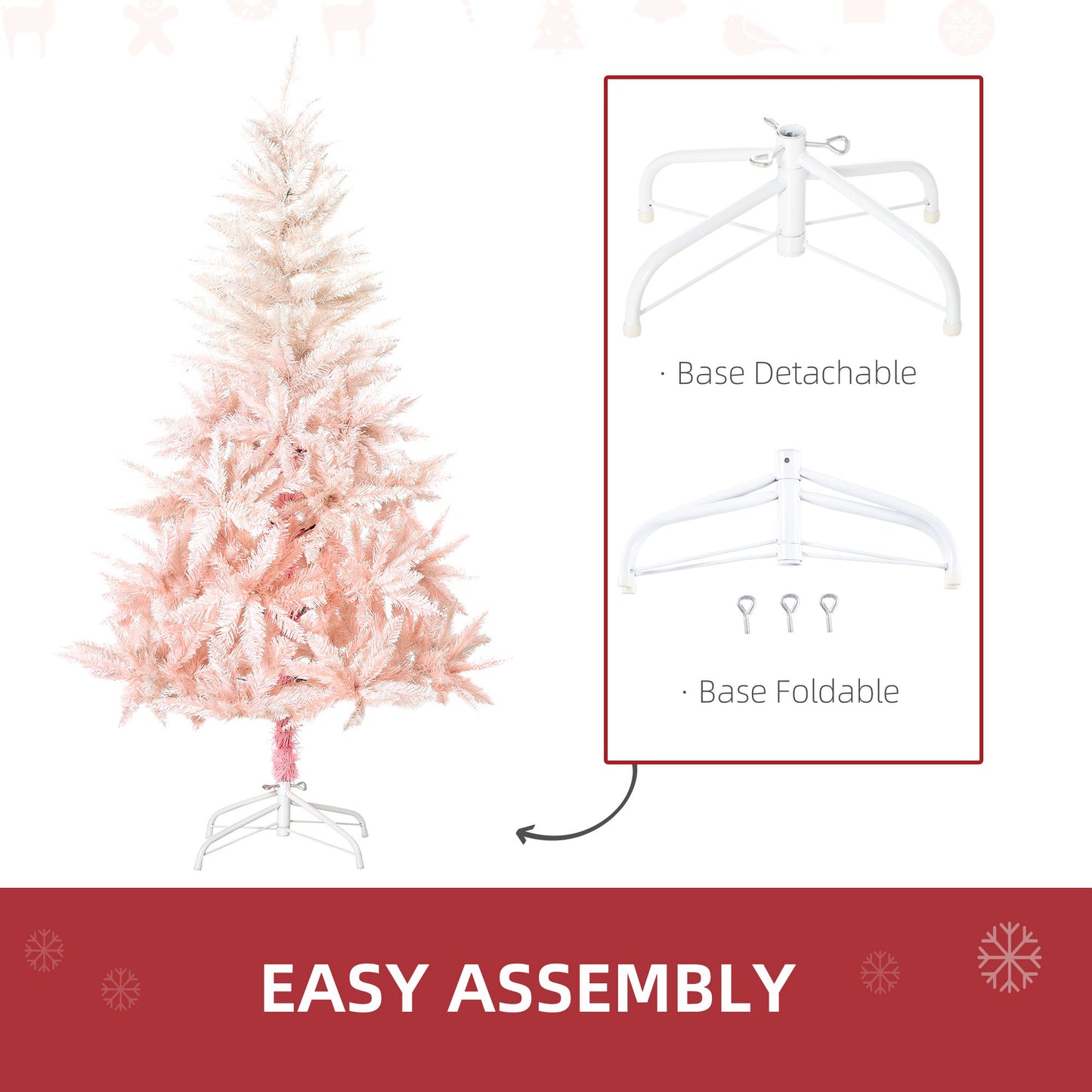 5ft Artificial Christmas Tree Home Decoration Automatic Open White and Pink Artificial Christmas Trees   at Gallery Canada