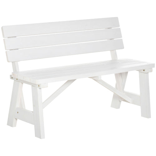 Wooden Garden Bench for Outdoor, 2-person Patio Bench, Loveseat Furniture for Lawn, Deck, Yard, Porch and Entryway, White