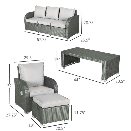 6 Pieces Patio Furniture Set, Outdoor rattan Sectional Furniture with recliner, for Lawn Garden Backyard Patio Furniture Sets Multi Colour  at Gallery Canada