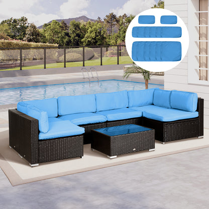 Outdoor 14pc Patio Rattan Sofa Set Cushion Polyester Cover Replacement Set - No Cushion Included Turquoise Patio Chair Cushions   at Gallery Canada