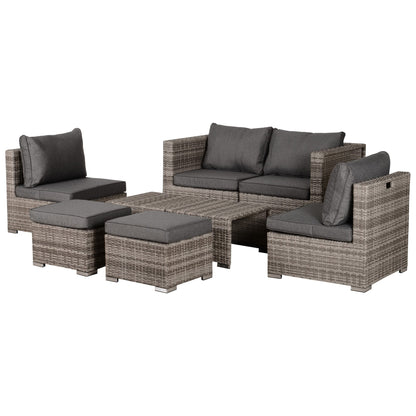 8-Piece Outdoor Wicker Patio Furniture Set with Reclining Seats and Table, Grey Patio Furniture Sets Mixed Grey  at Gallery Canada