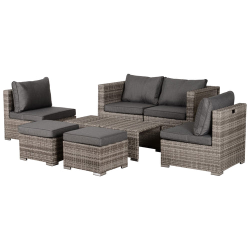 8-Piece Outdoor Wicker Patio Furniture Set with Reclining Seats and Table, Grey