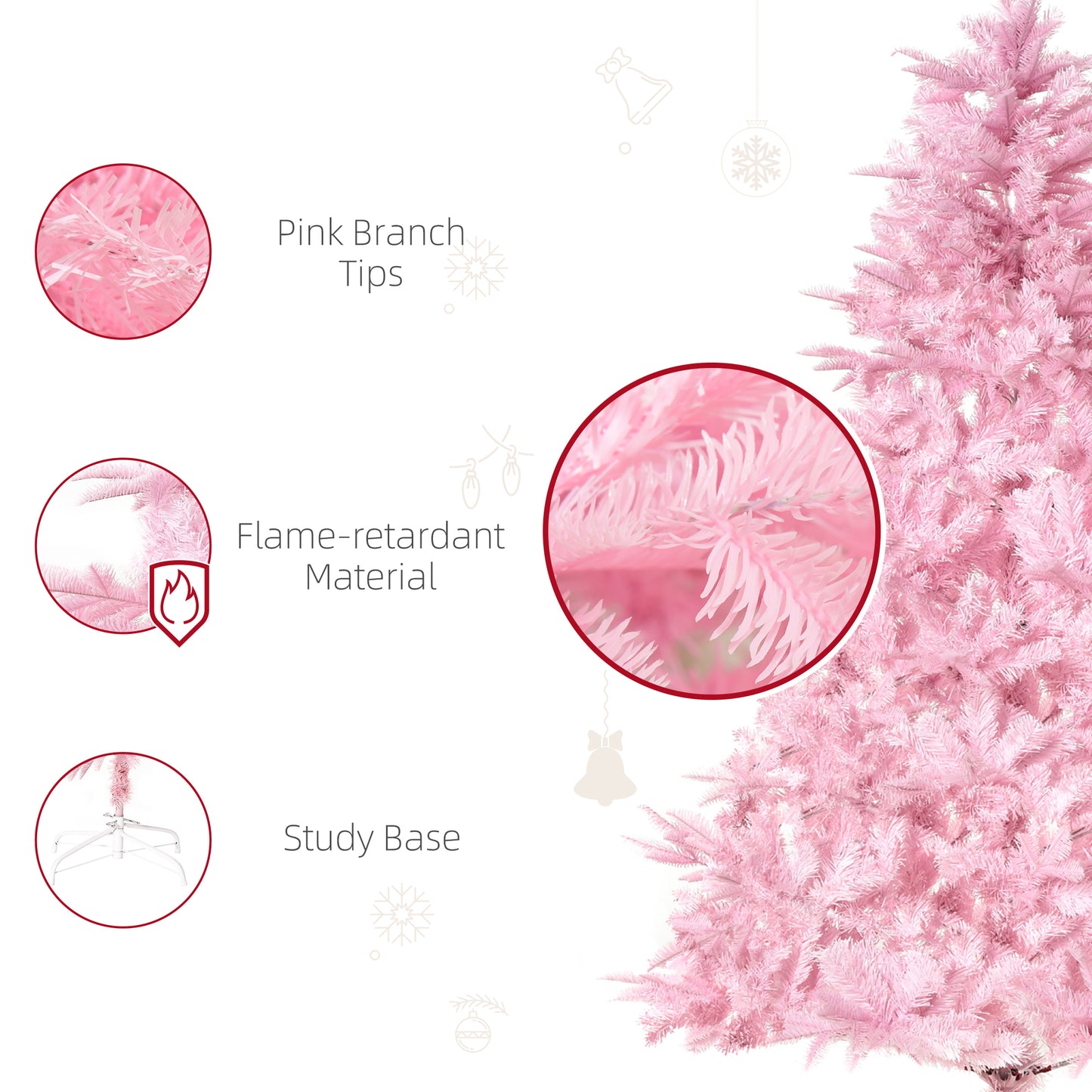 5FT Artificial Christmas Tree Holiday Xmas Tree Decoration with Automatic Open for Home Party, Pink Artificial Christmas Trees   at Gallery Canada