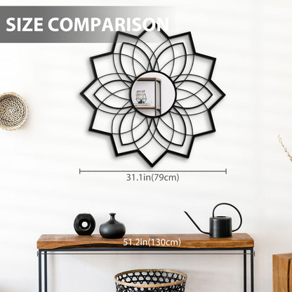 31" x 31" Modern Flower Wall Mirror, Decorative Mirror for Living Room, Bedroom, Entryway, Home Decor, Black Wall Mirrors   at Gallery Canada