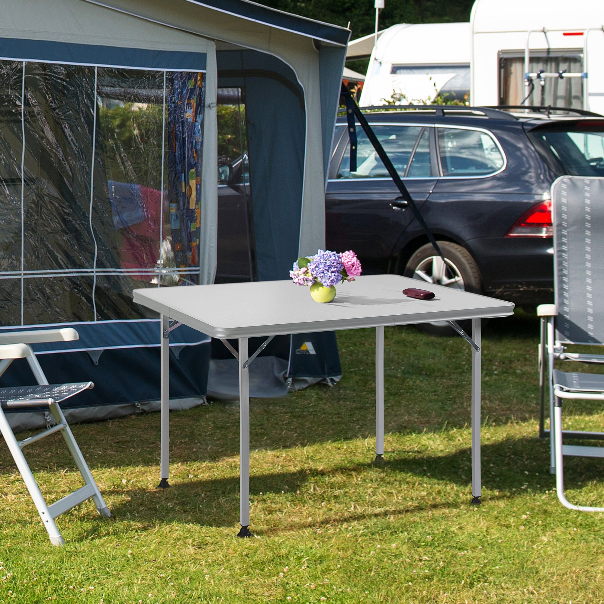 3.9ft Portable Picnic Table w/ All-terrain Feet, Aluminum Folding Camping Table for Indoor and Outdoor, Camping, Picnic, Barbecue and Party Picnic Tables & Camping Chairs   at Gallery Canada