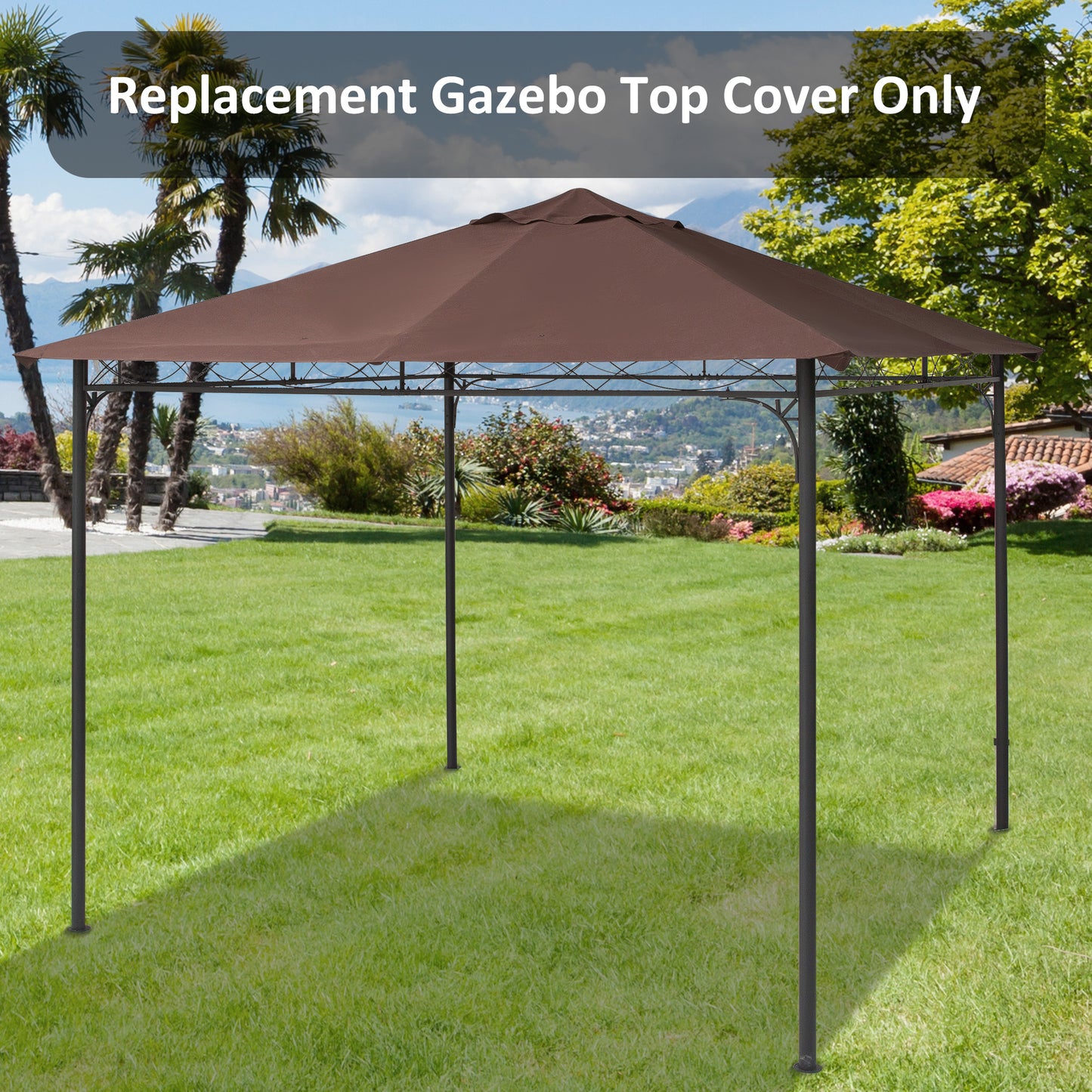 9.8' x 9.7' Square Gazebo Canopy Replacement UV Protected Top Cover Sun Shade Coffee Gazebo Canopy Replacement   at Gallery Canada