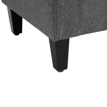 Storage Ottoman Bench Linen-Touch Fabric Tufted Chest Footstool with Flipping Top, Grey Storage Ottomans & Benches   at Gallery Canada