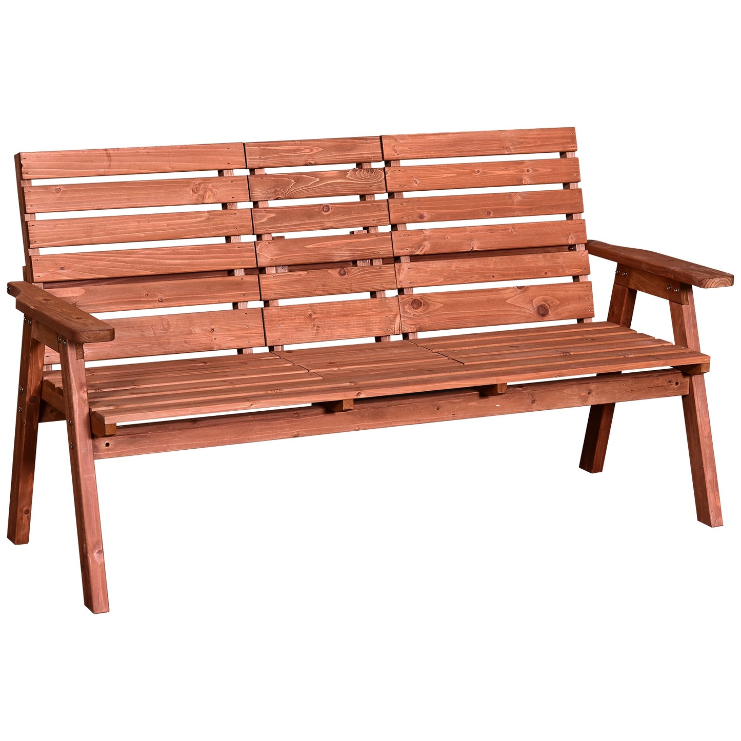 Convertible 3-Seater Wooden Garden Bench with Middle Table, Slatted Seat and Backrest, Orange Outdoor Benches   at Gallery Canada