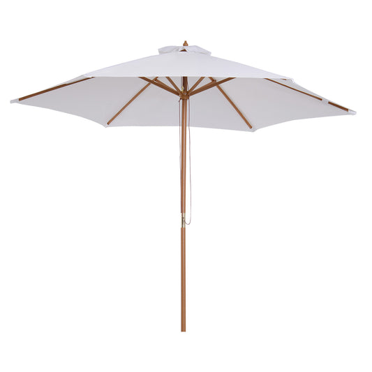 φ9' x 8' H Patio Umbrella, Market Umbrella with Hardwood Frame and Wind Vent, Outdoor Beach Parasol, White - Gallery Canada