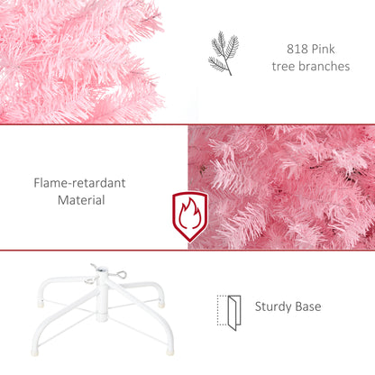 7FT Artificial Christmas Tree Holiday Xmas Holiday Pencil Tree Decoration with Automatic Open for Home Party, Pink Pencil Christmas Trees   at Gallery Canada