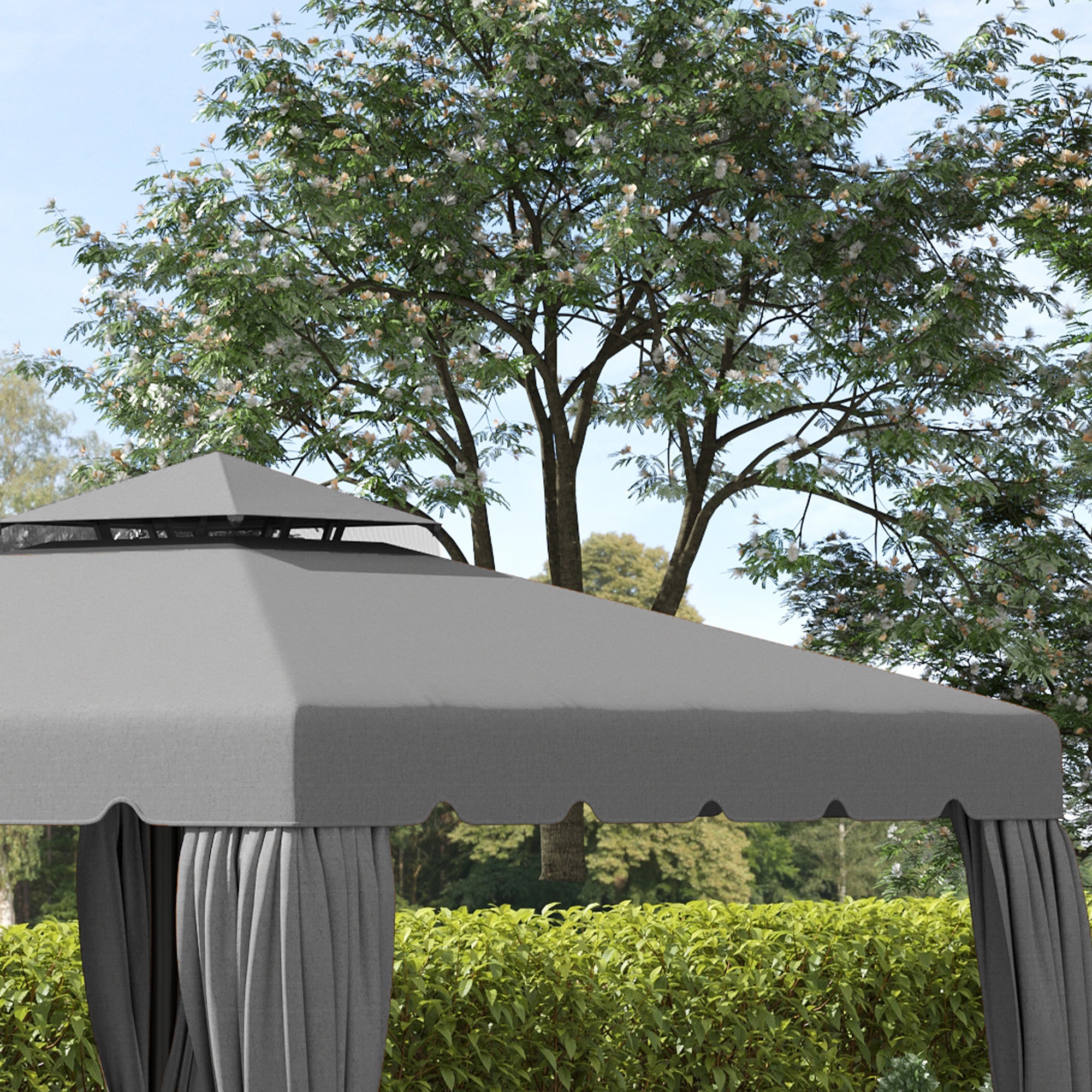 9.8' x 9.8' Gazebo Replacement Canopy, Gazebo Top Cover with Double Vented Roof for Garden Patio Outdoor (TOP ONLY), Grey Gazebo Canopy Replacement   at Gallery Canada