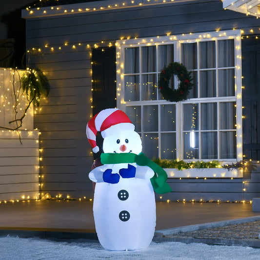 4ft Inflatable Christmas Decoration Snowman Wearing Hat and Gloves, Blow-Up Outdoor LED Yard Display for Lawn, Garden, Party - Gallery Canada