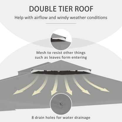 9.8' x 9.8' Gazebo Replacement Canopy, Gazebo Top Cover with Double Vented Roof for Garden Patio Outdoor (TOP ONLY), Grey Gazebo Canopy Replacement   at Gallery Canada