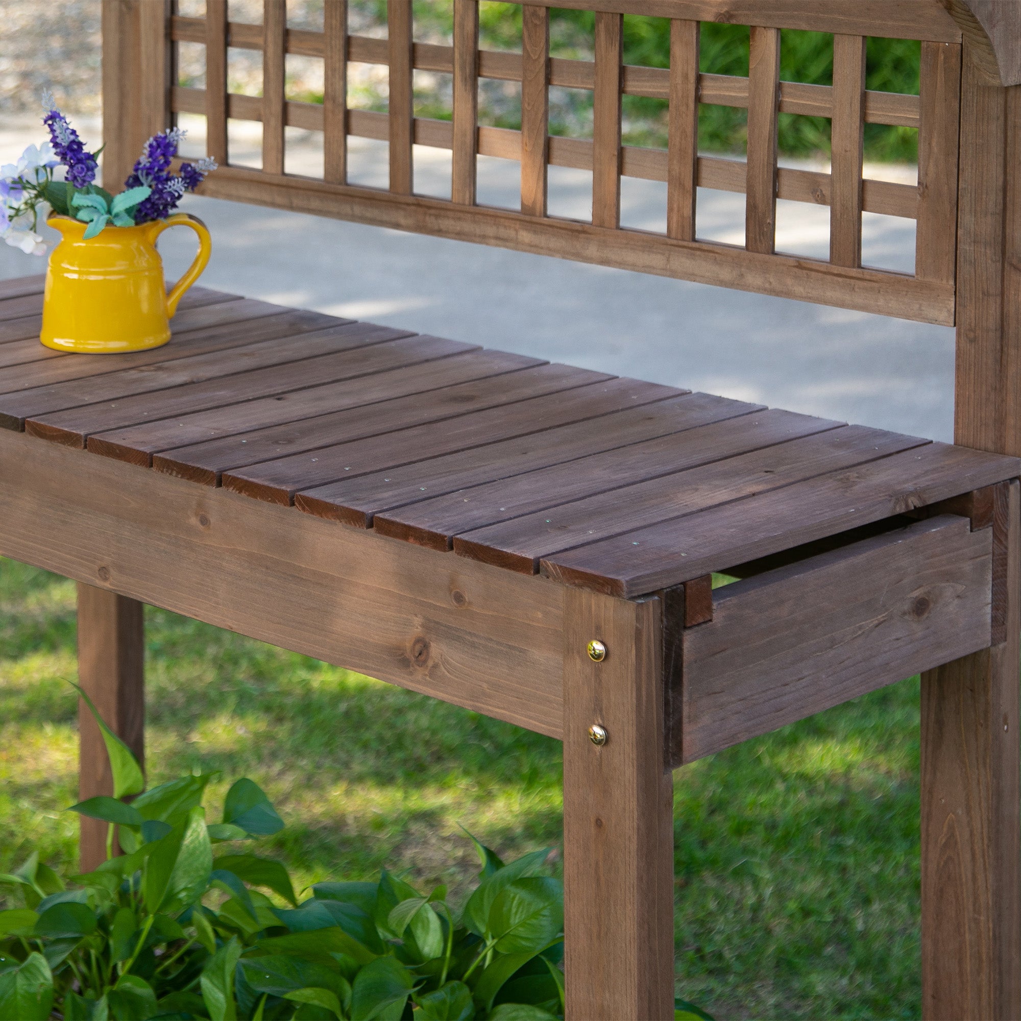 39'' x 18'' x 55'' Wooden Garden Potting Table with Clapboard Plant Work Bench Workstation Outdoor, Brown Potting Benches & Tables   at Gallery Canada