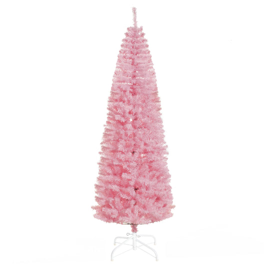 7FT Artificial Christmas Tree Holiday Xmas Holiday Pencil Tree Decoration with Automatic Open for Home Party, Pink - Gallery Canada