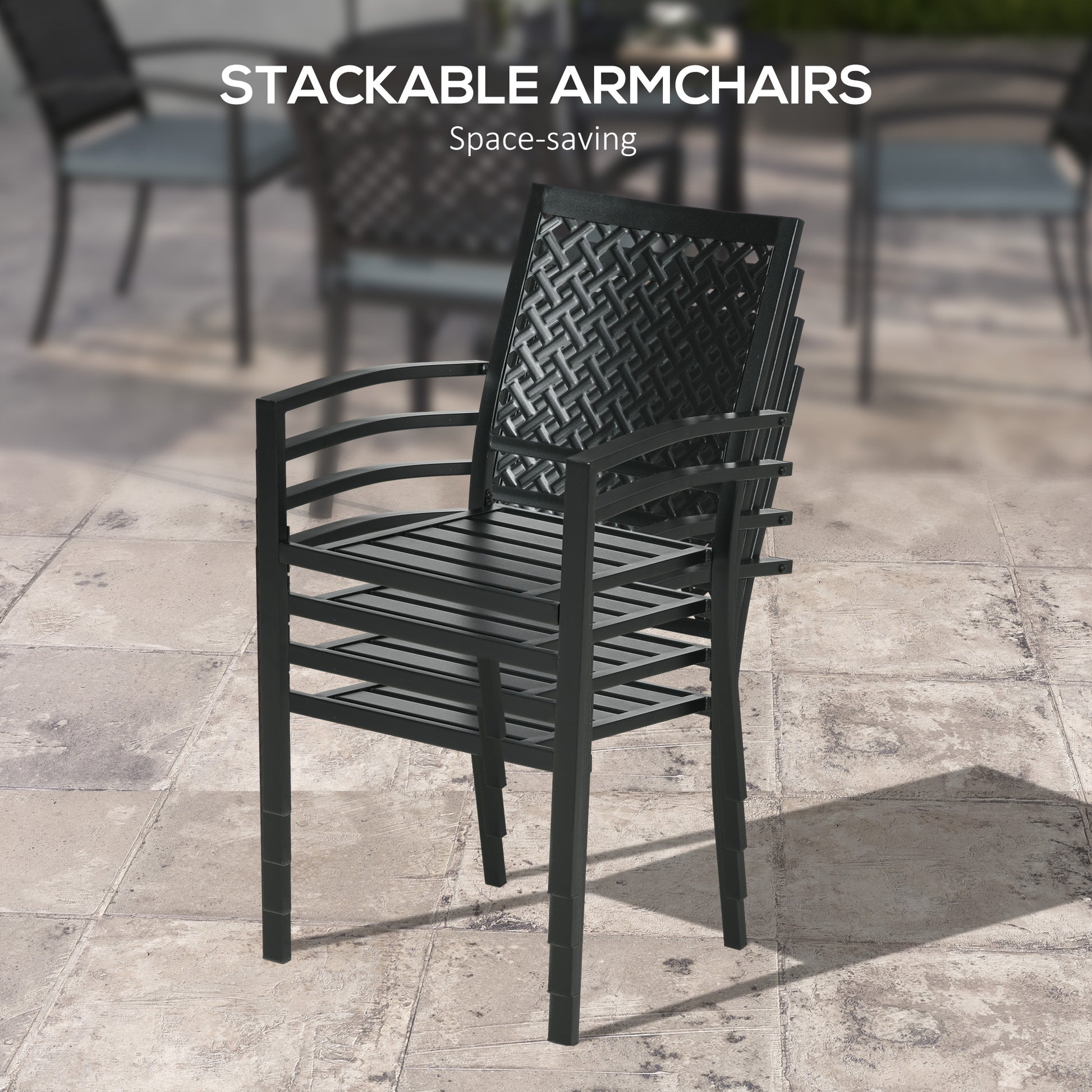 Stackable Cushioned Armchairs 5-Piece Outdoor Dining Set with Umbrella Hole, Grey Bistro Sets   at Gallery Canada