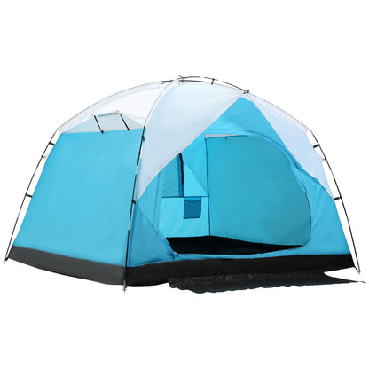 4 Person Camping Tent with Door Windows Backpacking Tent for Family Hiking Travel Hunting Picnic Blue and Grey Camping Tents Multi Colour  at Gallery Canada