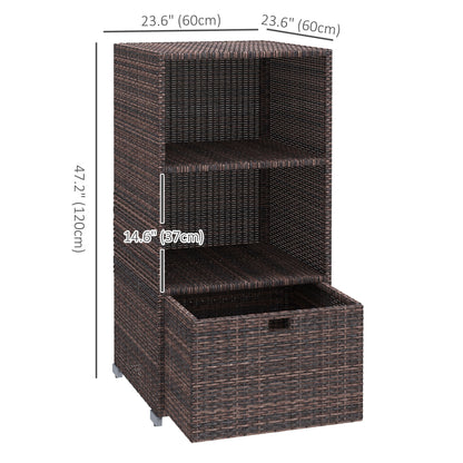 Rattan Wicker Outdoor Storage Cabinet with Shelf and Drawer, Mixed Brown Patio Storage Boxes   at Gallery Canada