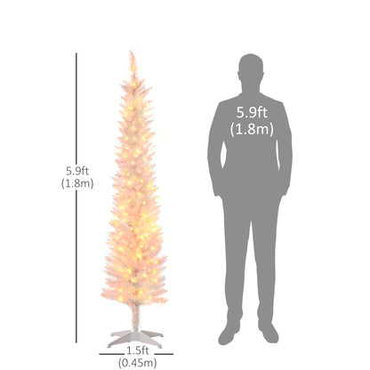 6' Prelit Christmas Trees, Pencil Artificial Christmas Tree with Colourful Surface Tips, Colourful LED Lights, White Pencil Christmas Trees   at Gallery Canada