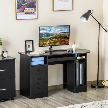 Modern Home Office Desk with Storage, Shelves, Drawers, Keyboard Tray, Black Computer Desks   at Gallery Canada