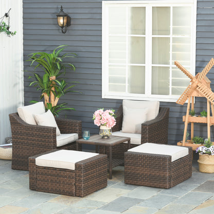 Outdoor Rattan Wicker 5-Piece Patio Set with Cushions and Coffee Table, Beige Patio Furniture Sets   at Gallery Canada