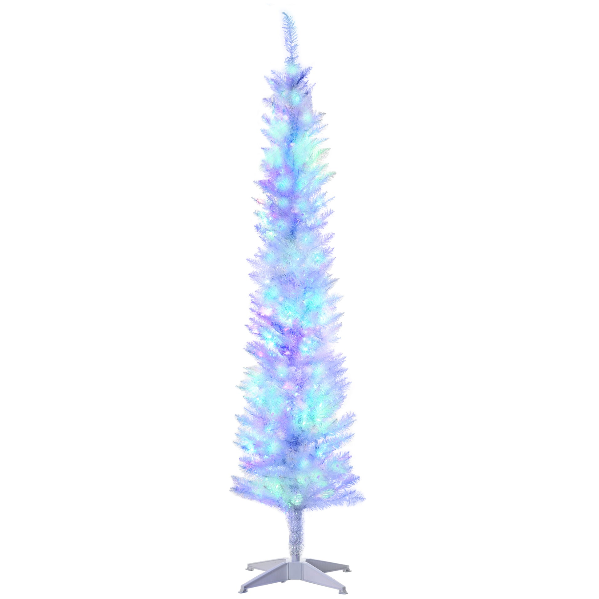 6' Prelit Christmas Trees, Pencil Artificial Christmas Tree with Colourful Surface Tips, Colourful LED Lights, White Pencil Christmas Trees White  at Gallery Canada